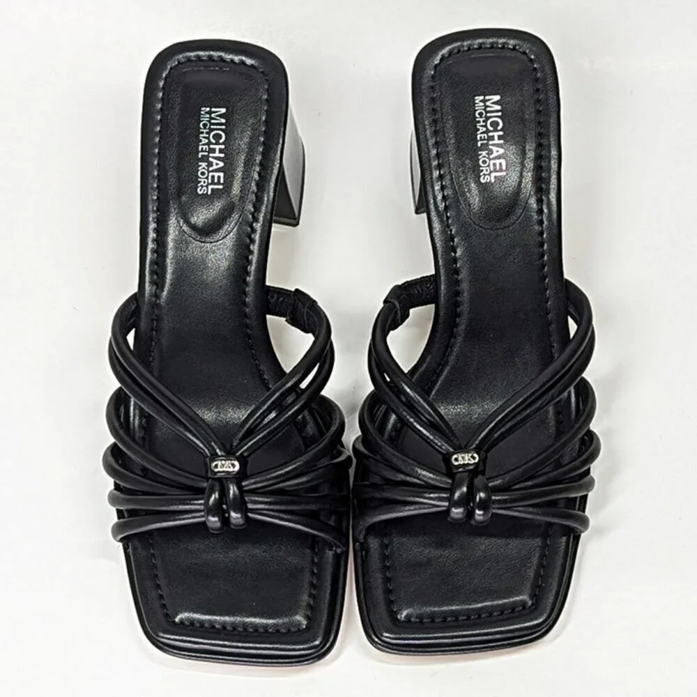 Michael Kors Women's Astra Black Leather Strappy Sandals Size 6.5 (MSRP $145)